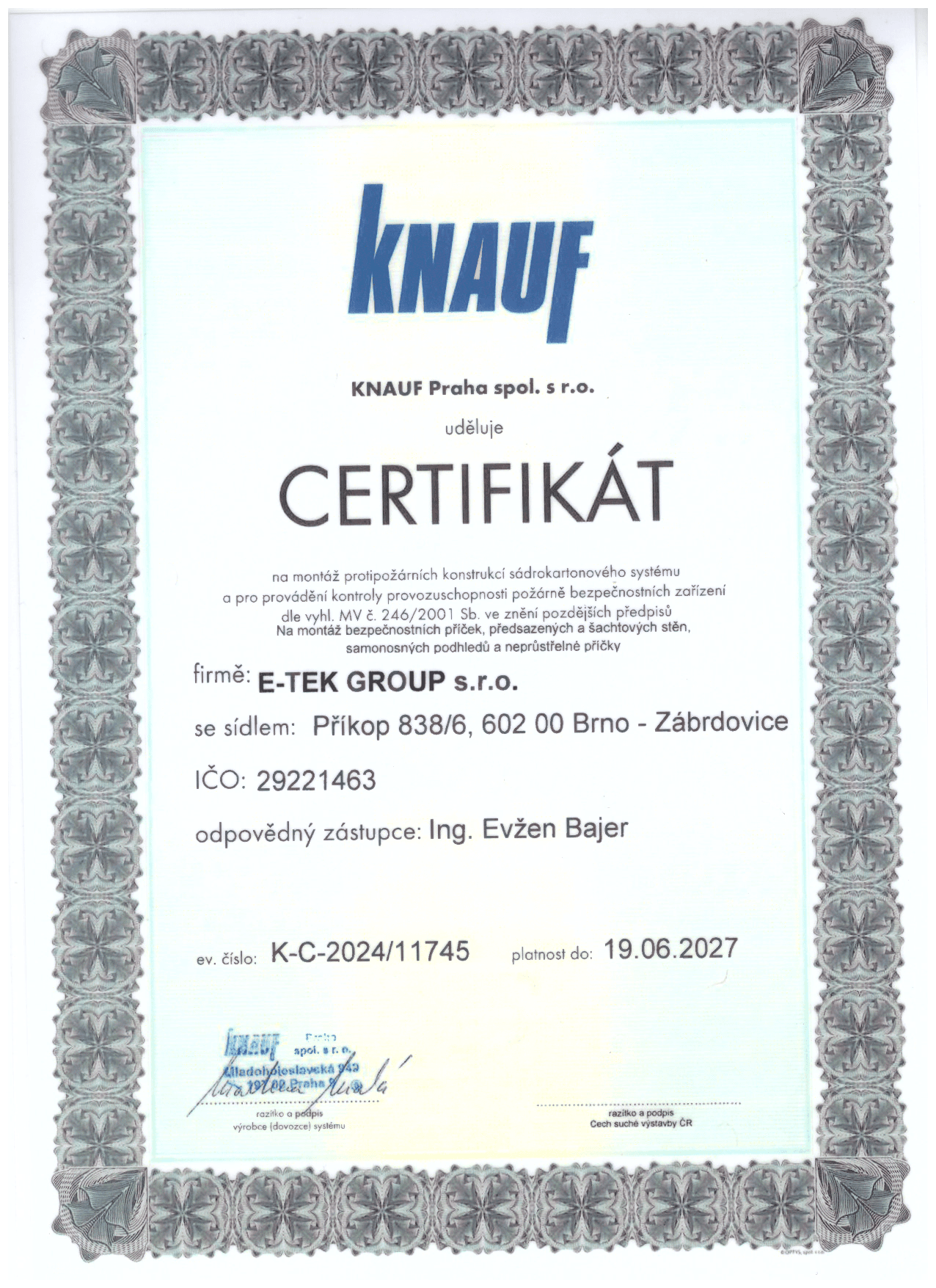 Knauf – Protipožární konstrukce